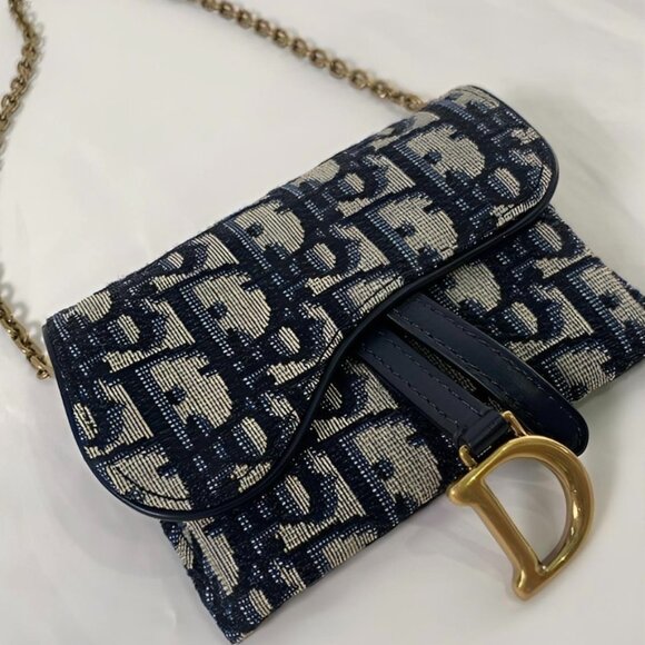 DIOR Saddle Oblique Wallet - Chic Card Case & Clutch Purse - Picture 1 of 4